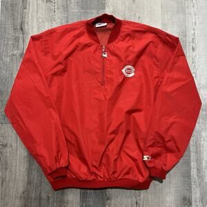 VTG 1980s Cincinnati Reds Nylon Starter Pull Over Windbreaker Jacket Men's XL